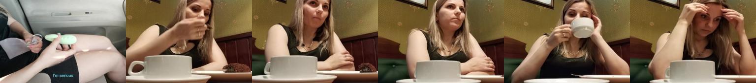 Laseczka z wibratorem w majtkach - w restauracji.
