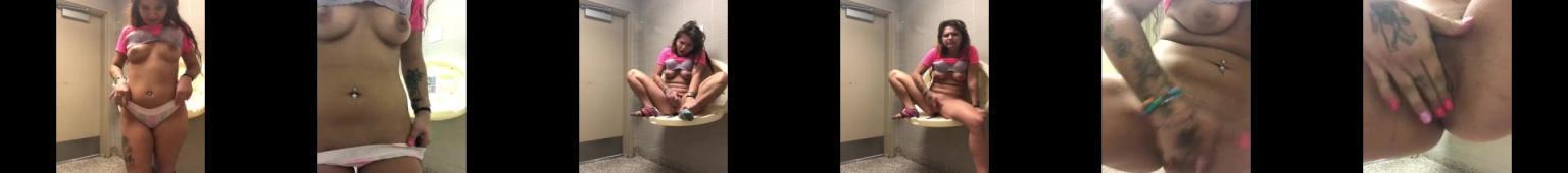 Teen masturbating in public bathroom squirts
